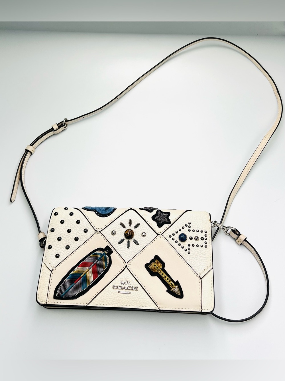 Coach Embellished Canyon Quilt Foldover Crossbody Bag - Picture 1 of 10